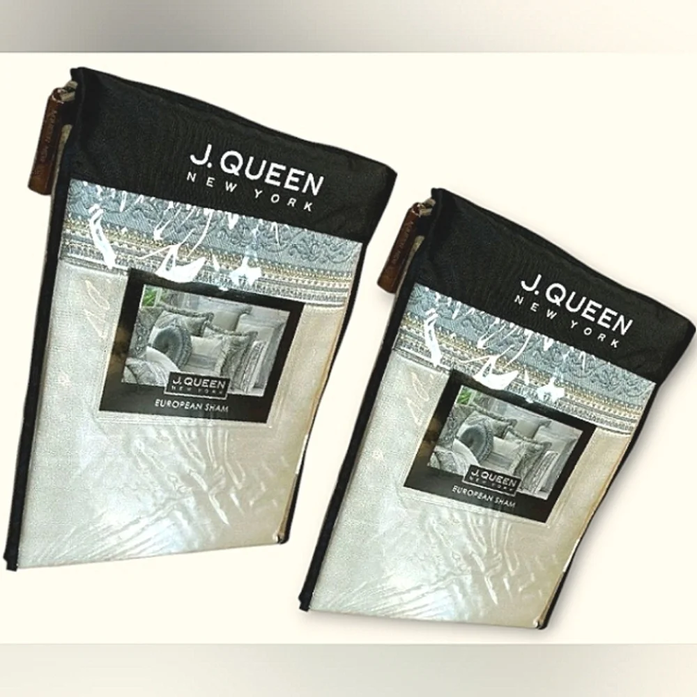 J.Queen Pillow Sham Set Of 2 Satin Embroidered Tapestry Boho Shabby Chic New